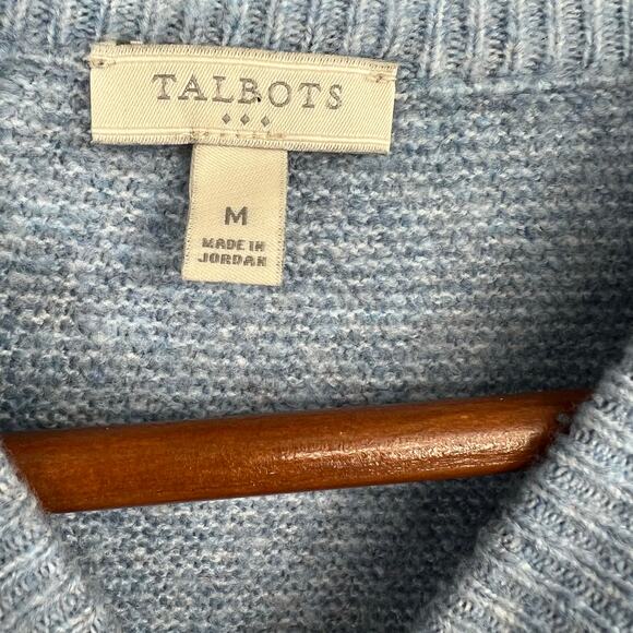 Talbots Blue Colorblock Pullover Knit long sleeve soft cozy Sweater size medium - Picture 5 of 7